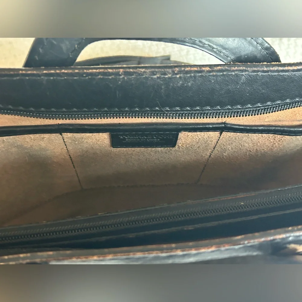 TORNABUONI TUSCANY Men's Black Leather Briefcase Messenger Travel Work Bag